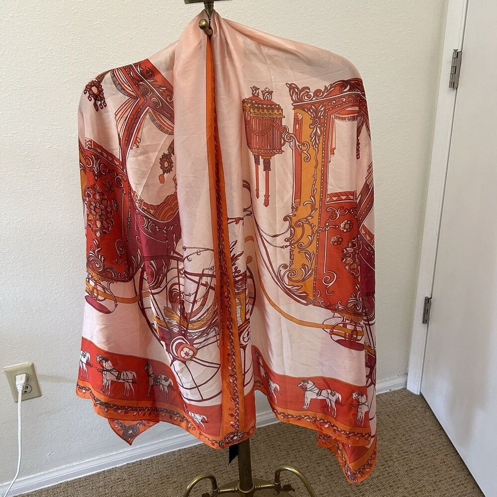 Hilldi scarf / wrap orange equestrian / carriage European style print